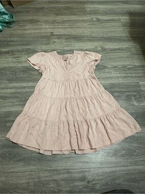 Knox Rose Blush Pink Tiered Flutter Sleeve Dress